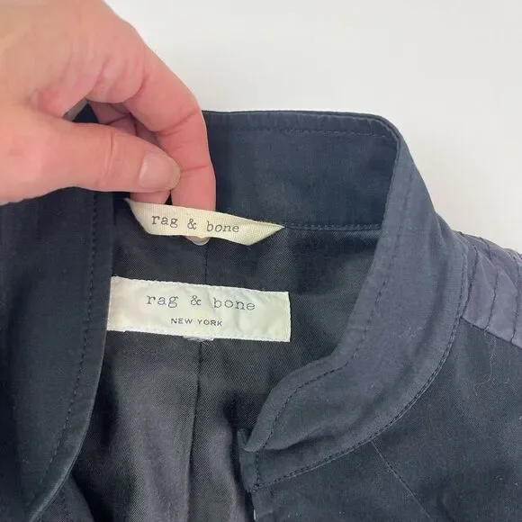 Rag & Bone Utility Army Jacket size 4 Black Elbow Patch - Picture 5 of 13